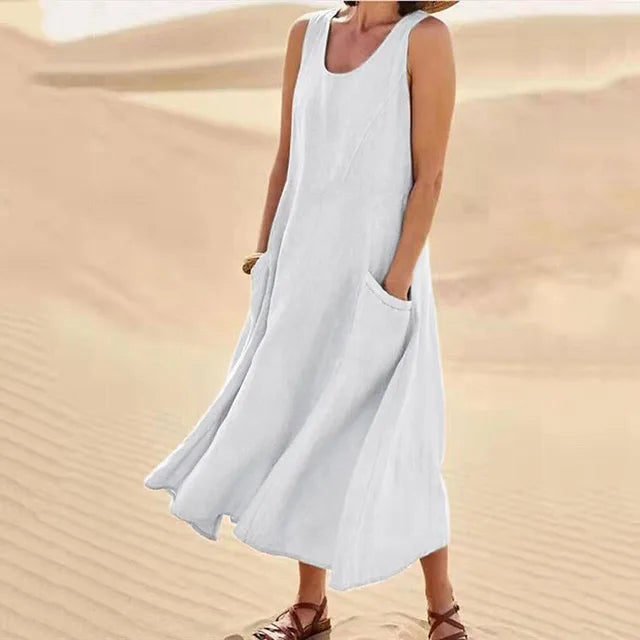 Elyna – Ärmelloses Kleid aus Leinen