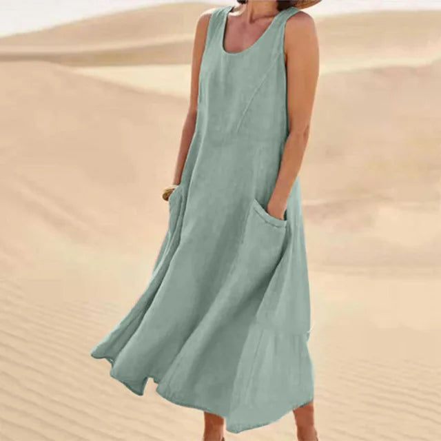 Elyna – Ärmelloses Kleid aus Leinen