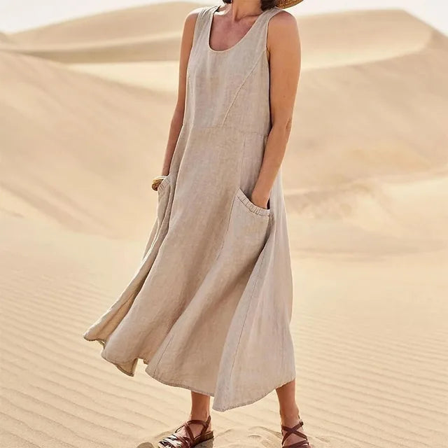 Elyna – Ärmelloses Kleid aus Leinen