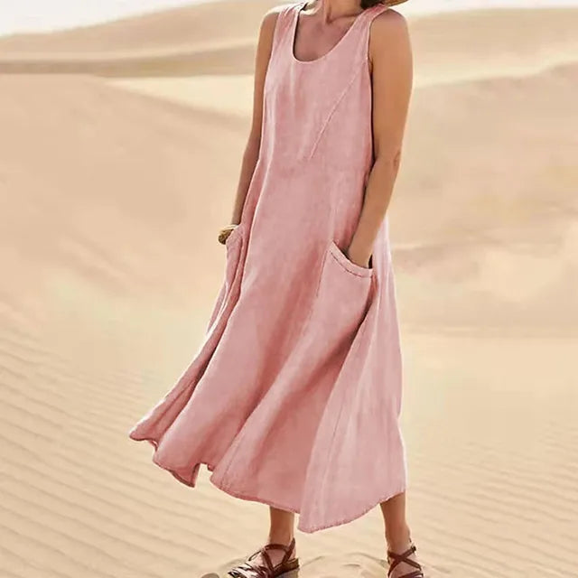 Elyna – Ärmelloses Kleid aus Leinen
