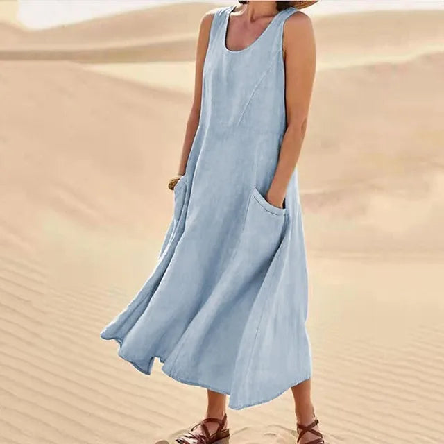 Elyna – Ärmelloses Kleid aus Leinen