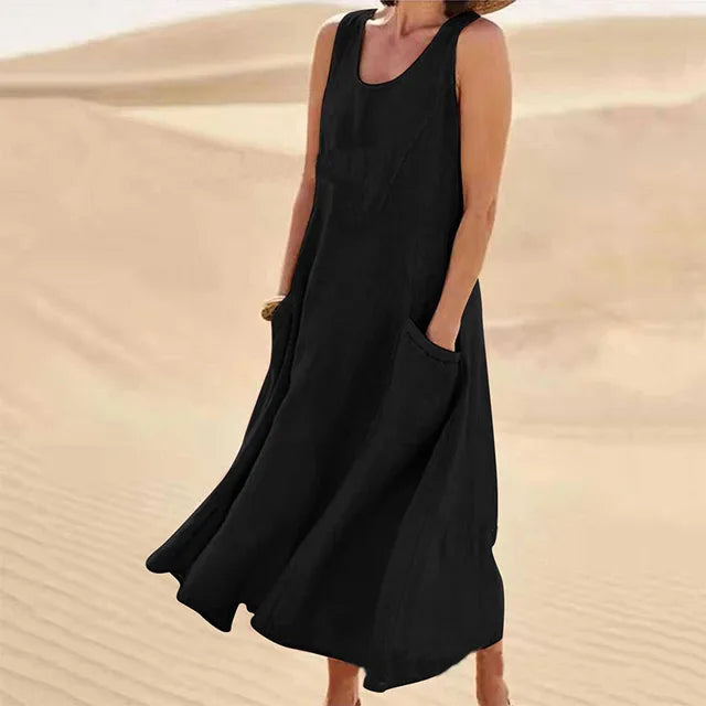 Elyna – Ärmelloses Kleid aus Leinen