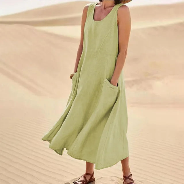 Elyna – Ärmelloses Kleid aus Leinen