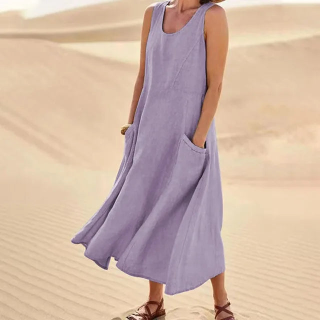 Elyna – Ärmelloses Kleid aus Leinen