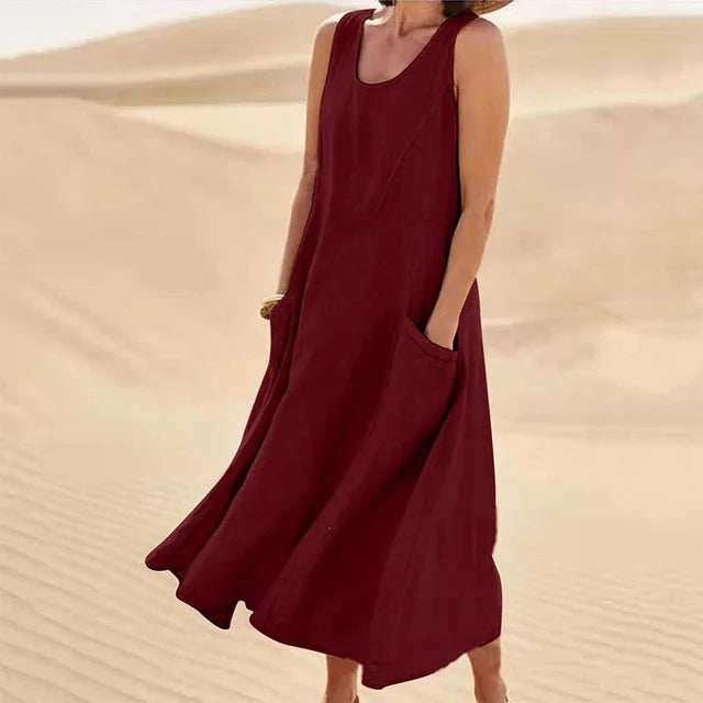 Elyna – Ärmelloses Kleid aus Leinen