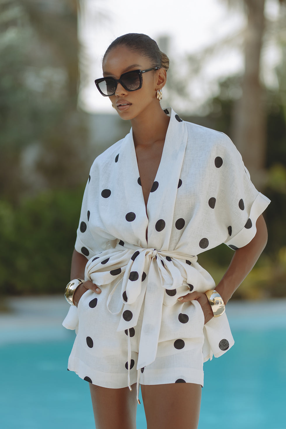 Rin | Zweiteiliges Kimono-Set mit Punktemuster