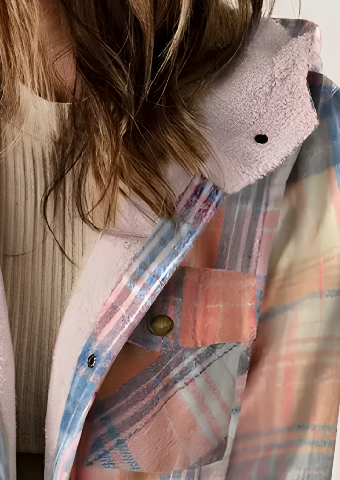 Yseldis Kariert gefütterte Fleece-Jacke - Rosa