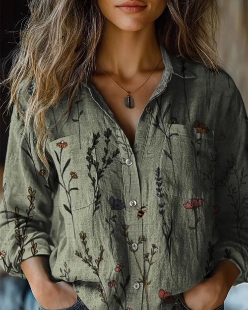 Sarai™ | Vintage-Oberteil mit langen Ärmeln