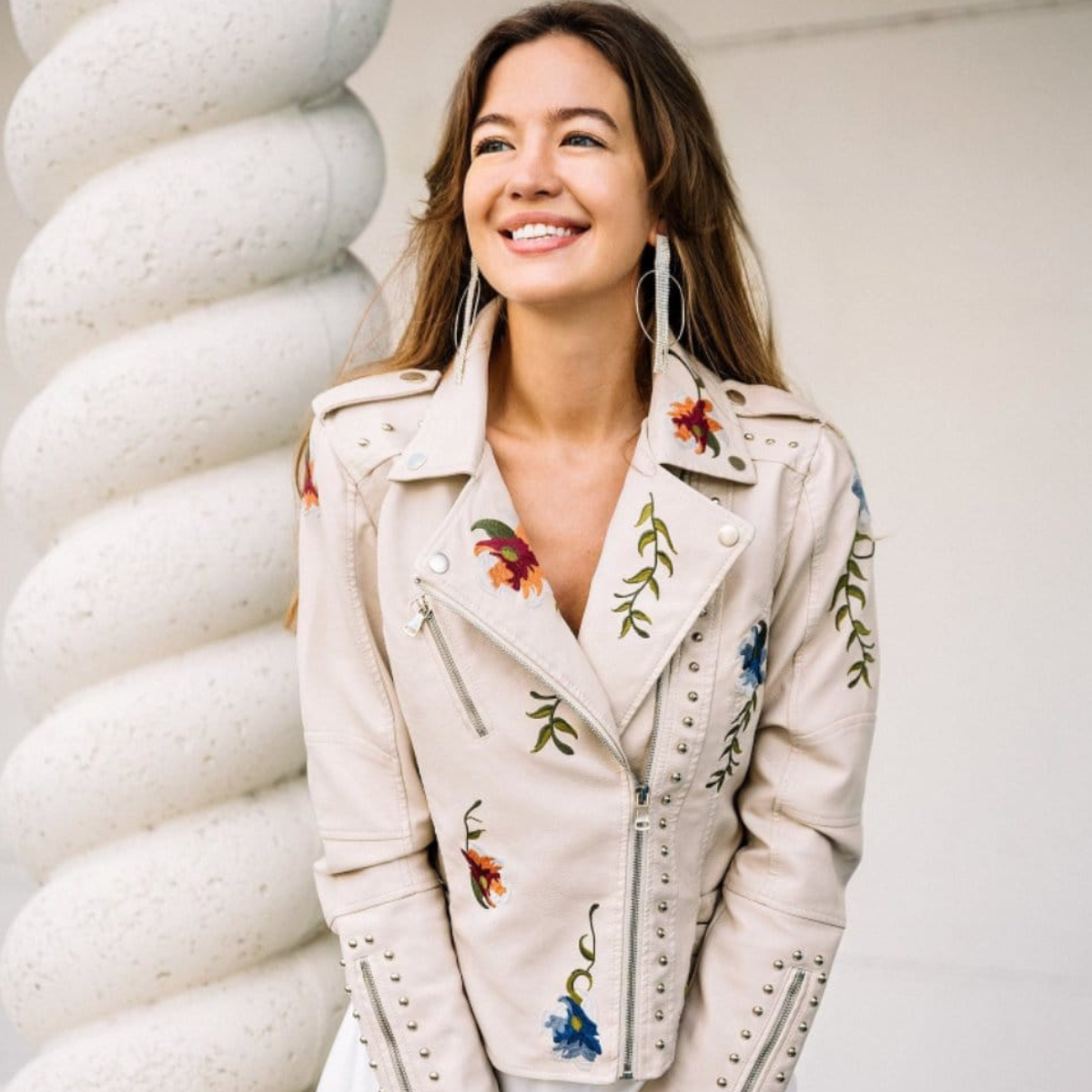 Zoey™ | Vintage Blumen Lederjacke
