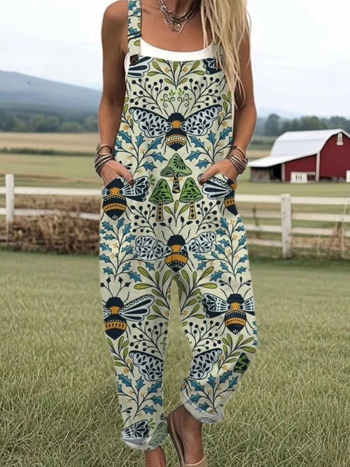 Zerva Vintage Floral Cotton Jumpsuit