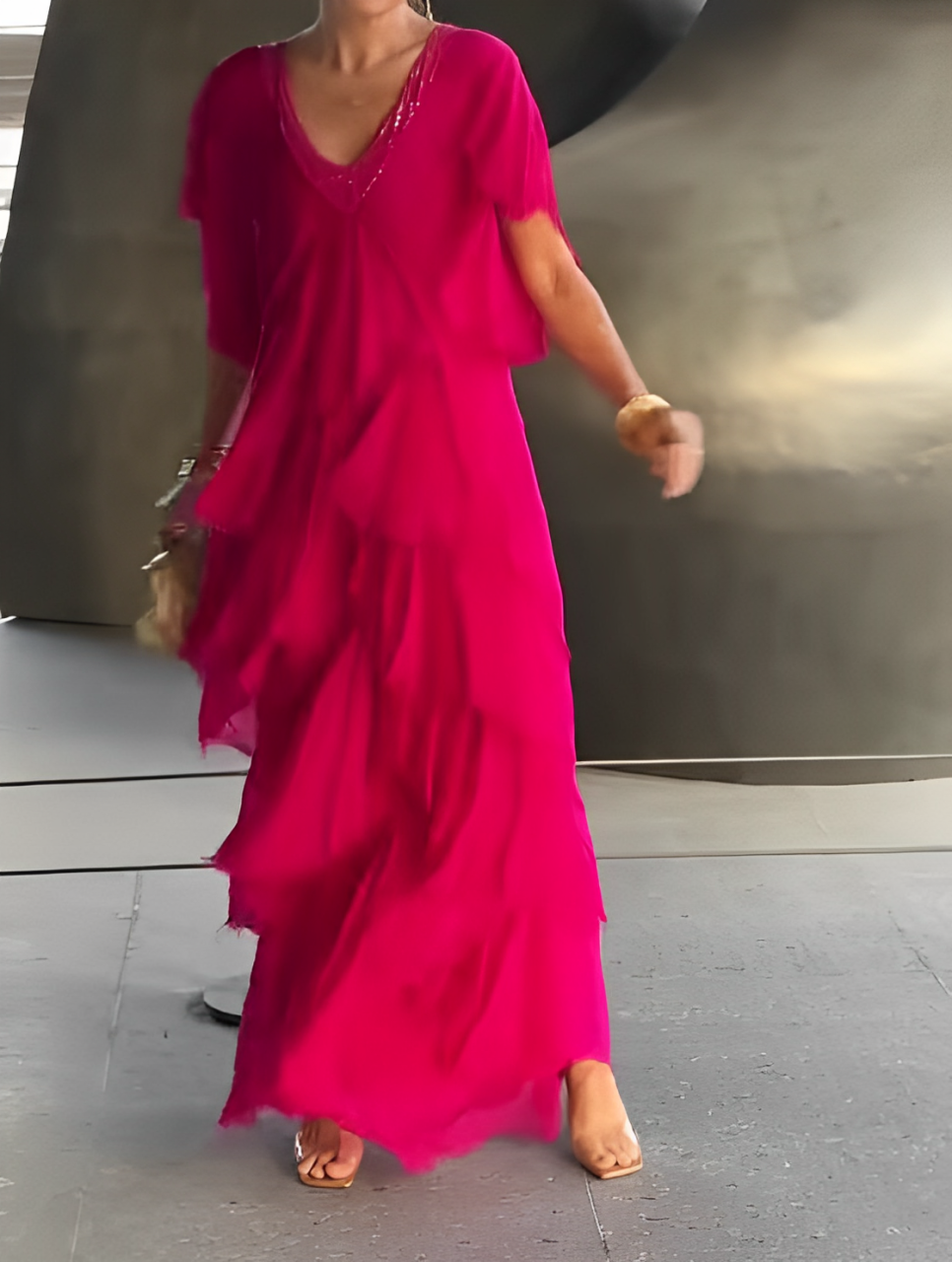 Summer | Elegant V-Neck Maxi Dress | Graceful & Effortless