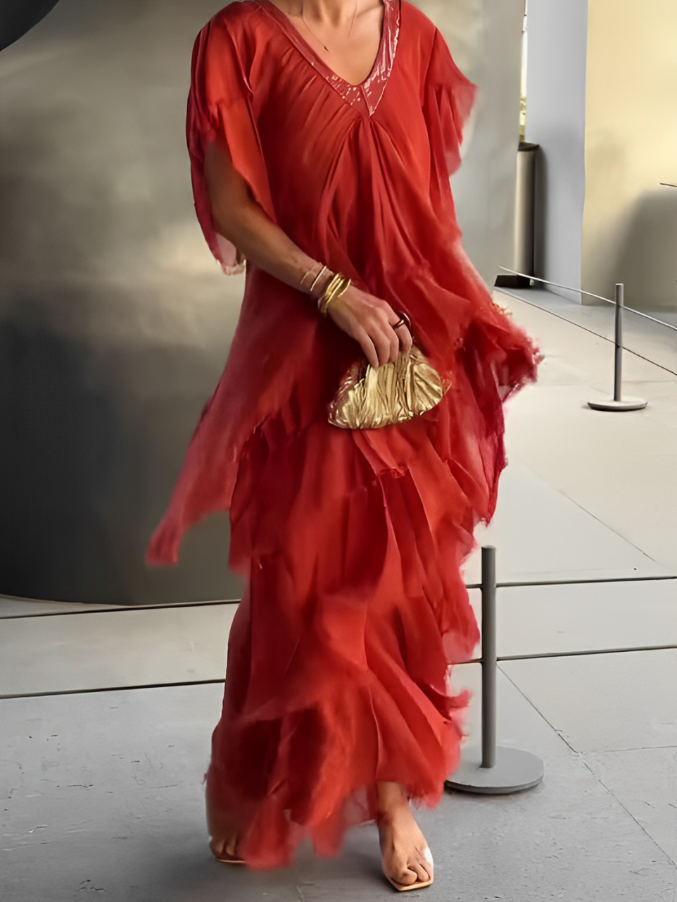 Summer | Elegant V-Neck Maxi Dress | Graceful & Effortless