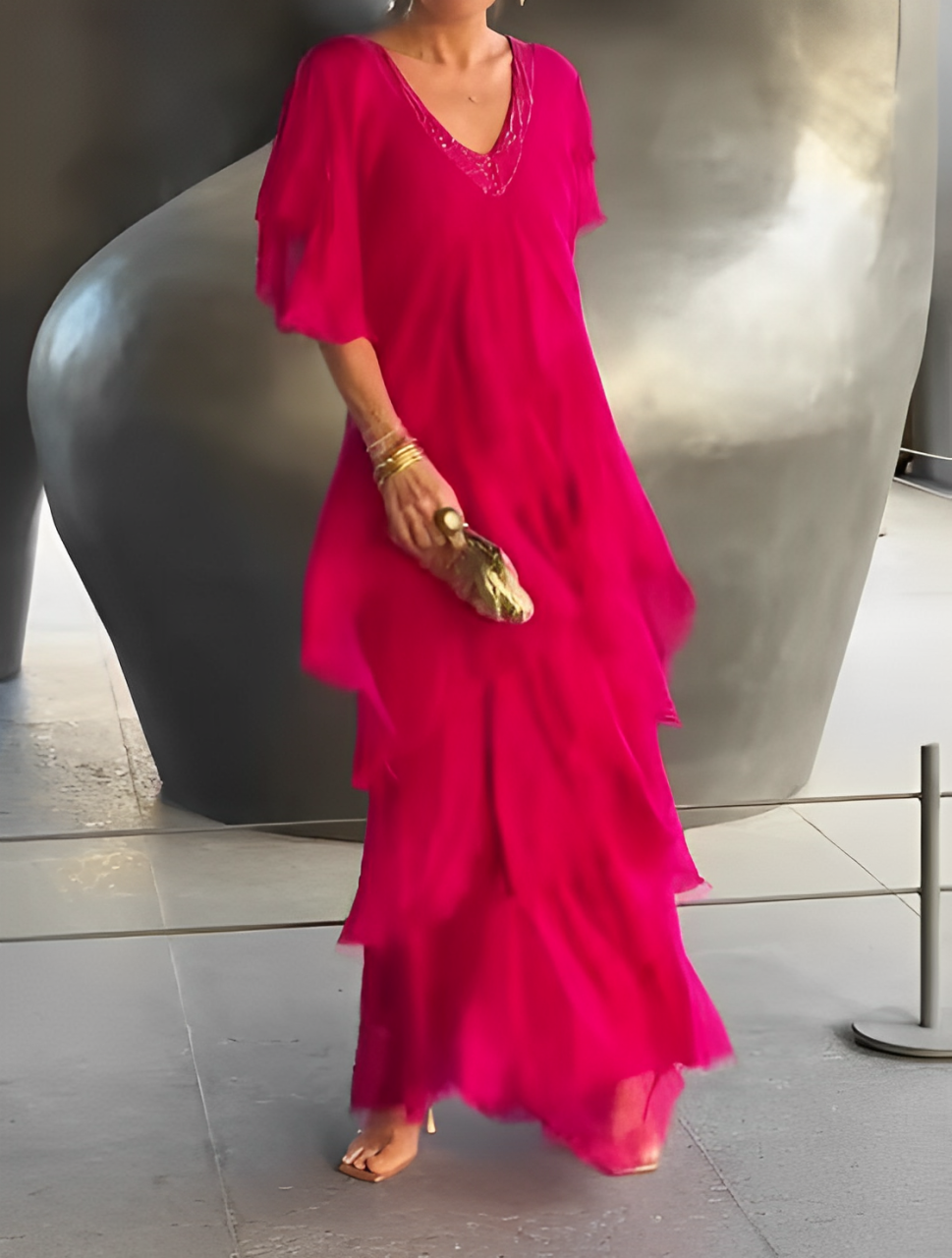 Summer | Elegant V-Neck Maxi Dress | Graceful & Effortless