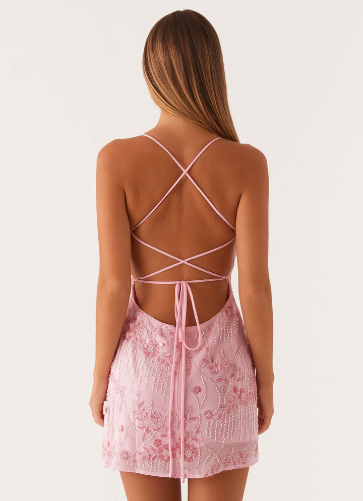 Vietta™ | Glitzerndes Mini-Kleid mit offenem Rücken