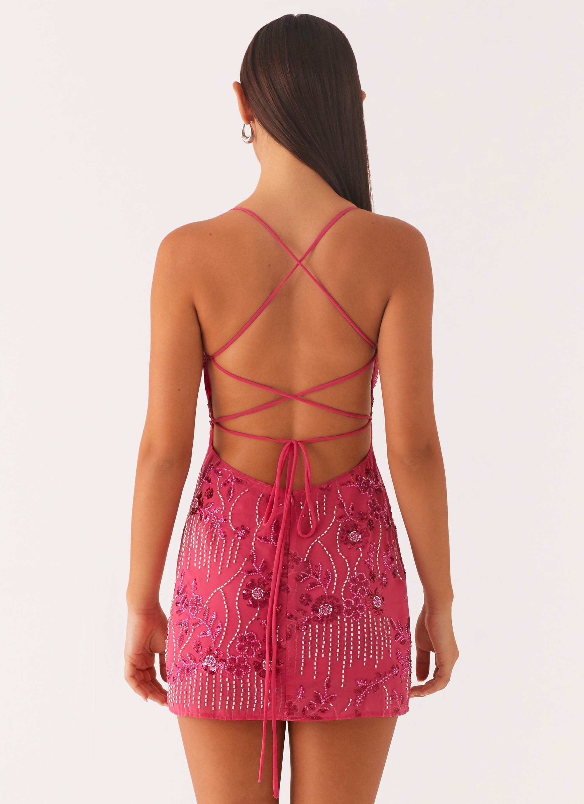 Vietta™ | Glitzerndes Mini-Kleid mit offenem Rücken