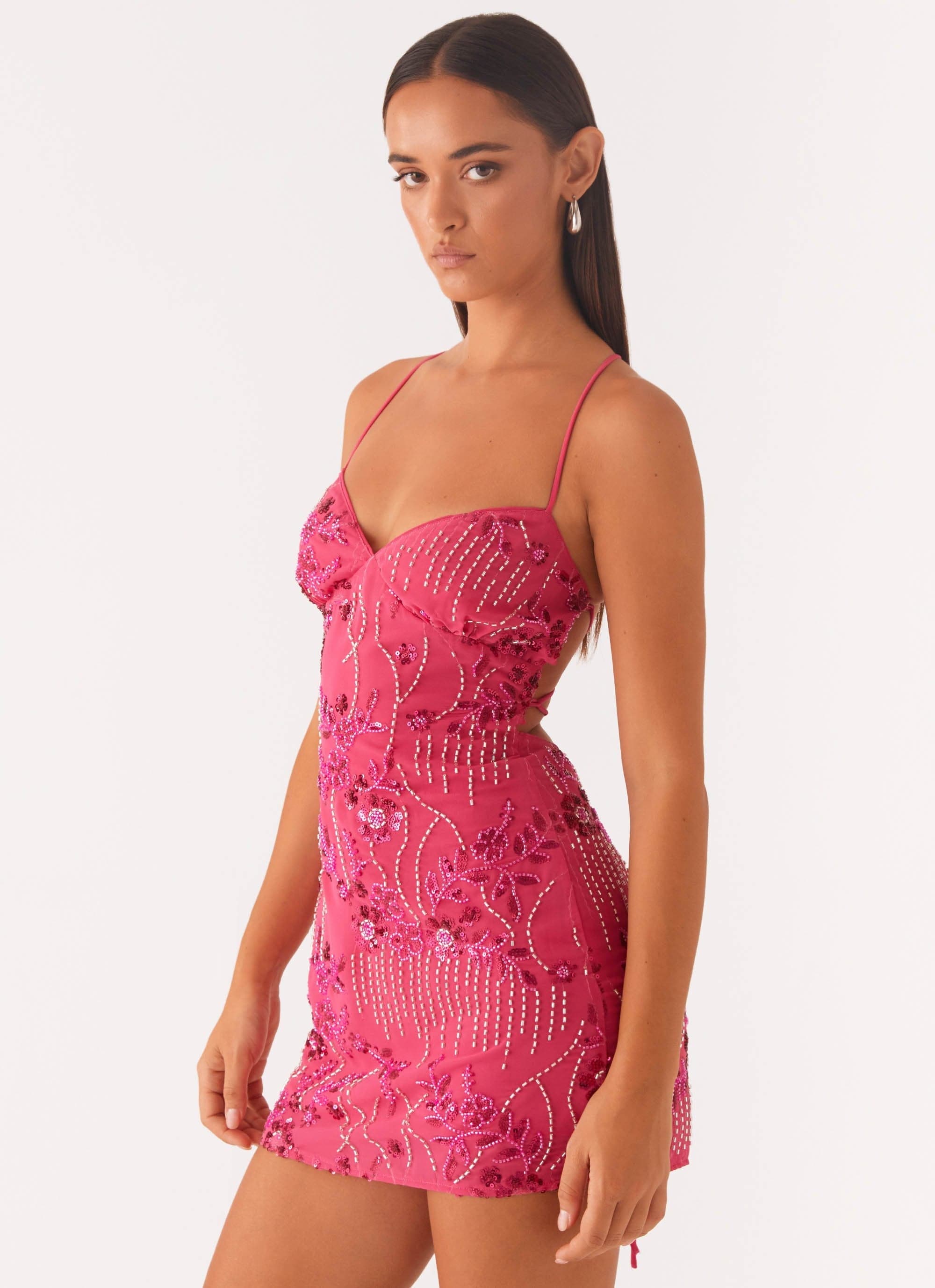 Vietta™ | Glitzerndes Mini-Kleid mit offenem Rücken