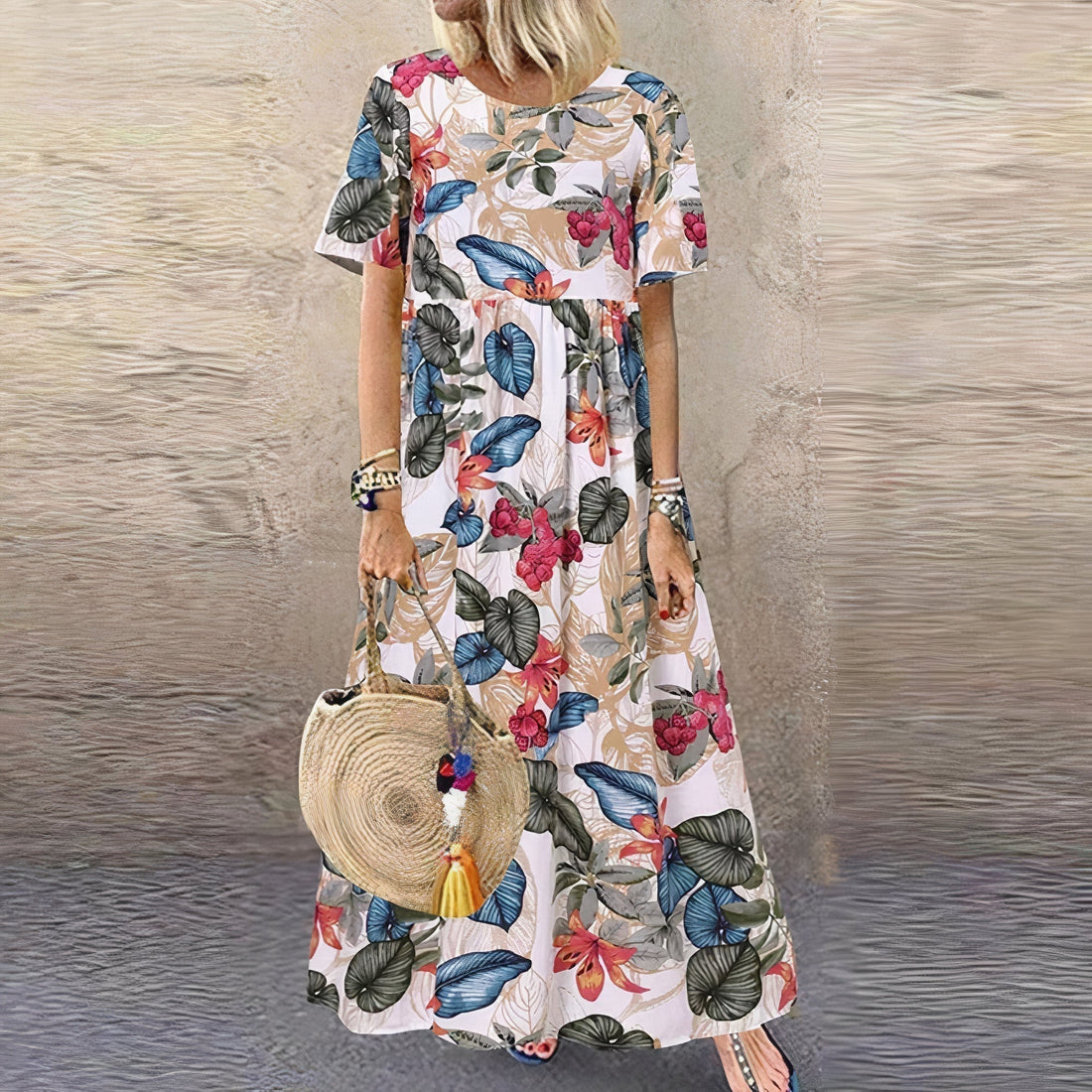 Lotte – Lebhaftes Maxikleid mit Blumenmuster