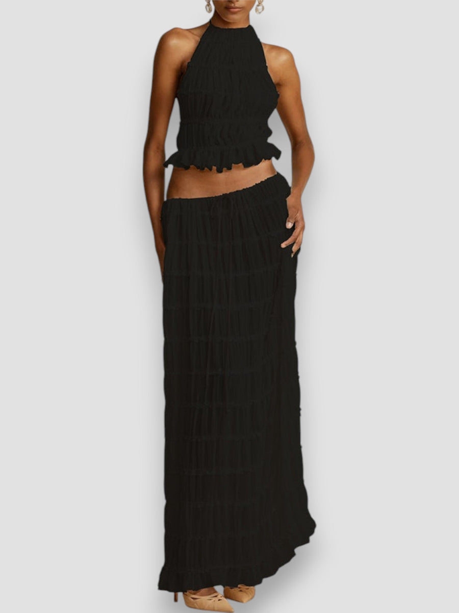 Micaela Ruffle Pleated Set