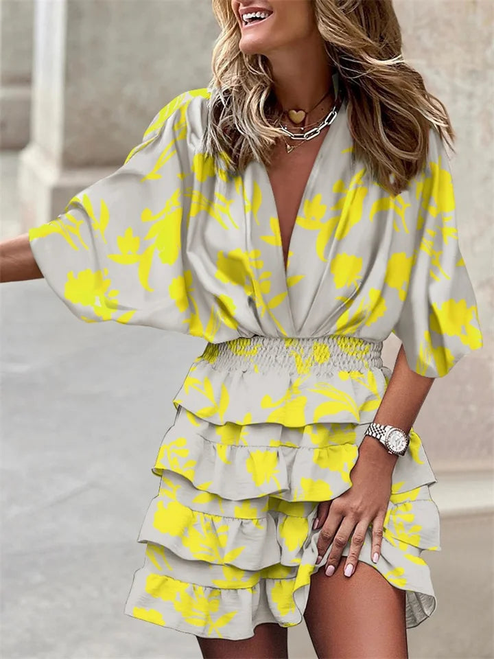 Sofia – Bedrucktes Kleid mit Volant-Rock