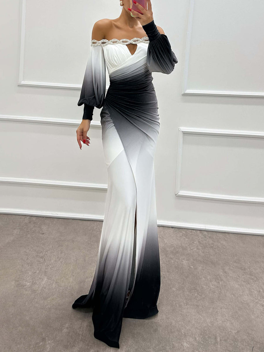 Delia Ombre Off-Shoulder Dress