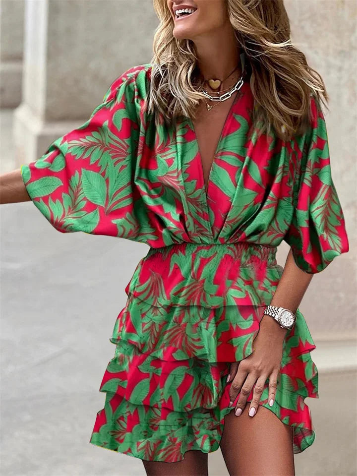 Sofia – Bedrucktes Kleid mit Volant-Rock