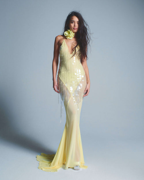 Nisari Floral Choker Sequin Maxi Dress