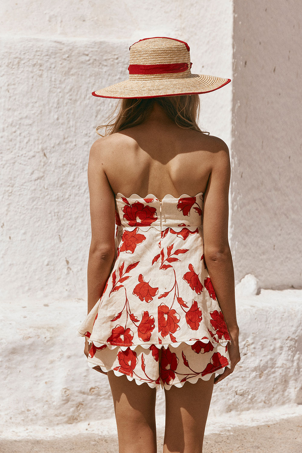 Rosella – Zweiteiliges Set mit Blumenmuster, Rüschentop und Shorts mit elastischer Taille und welligem Saum