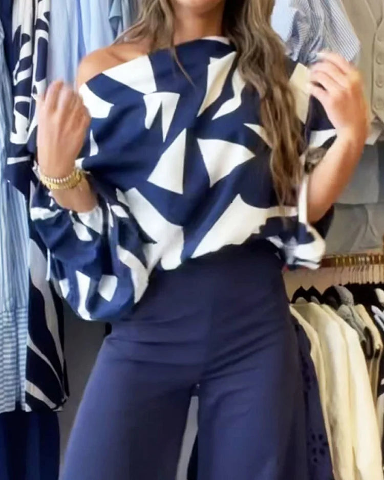 Joanna – Zweiteiliges Freizeit-Set aus Top und Hose mit Print