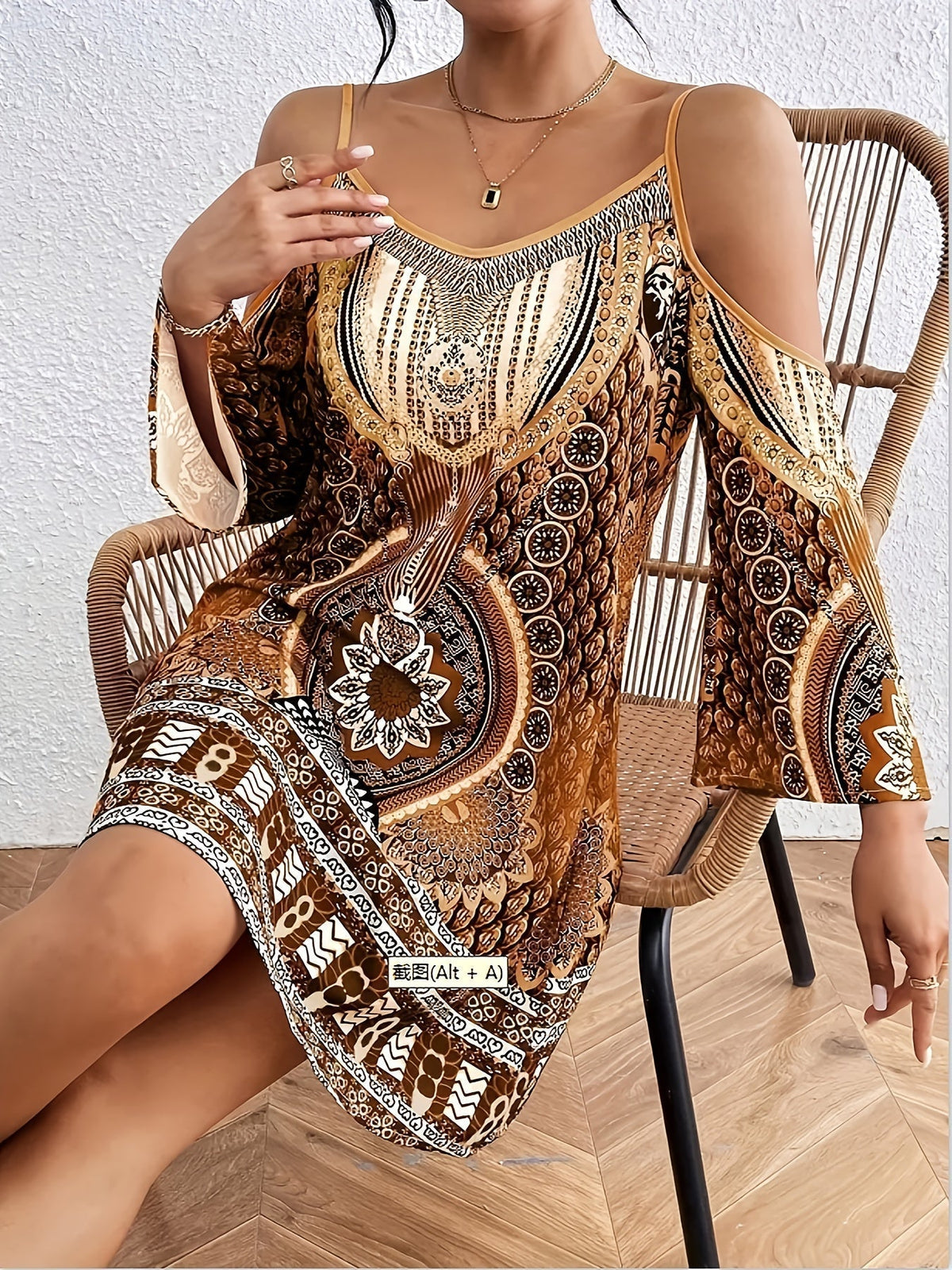 Ophelia | Boho-Tunika-Kleid mit Print