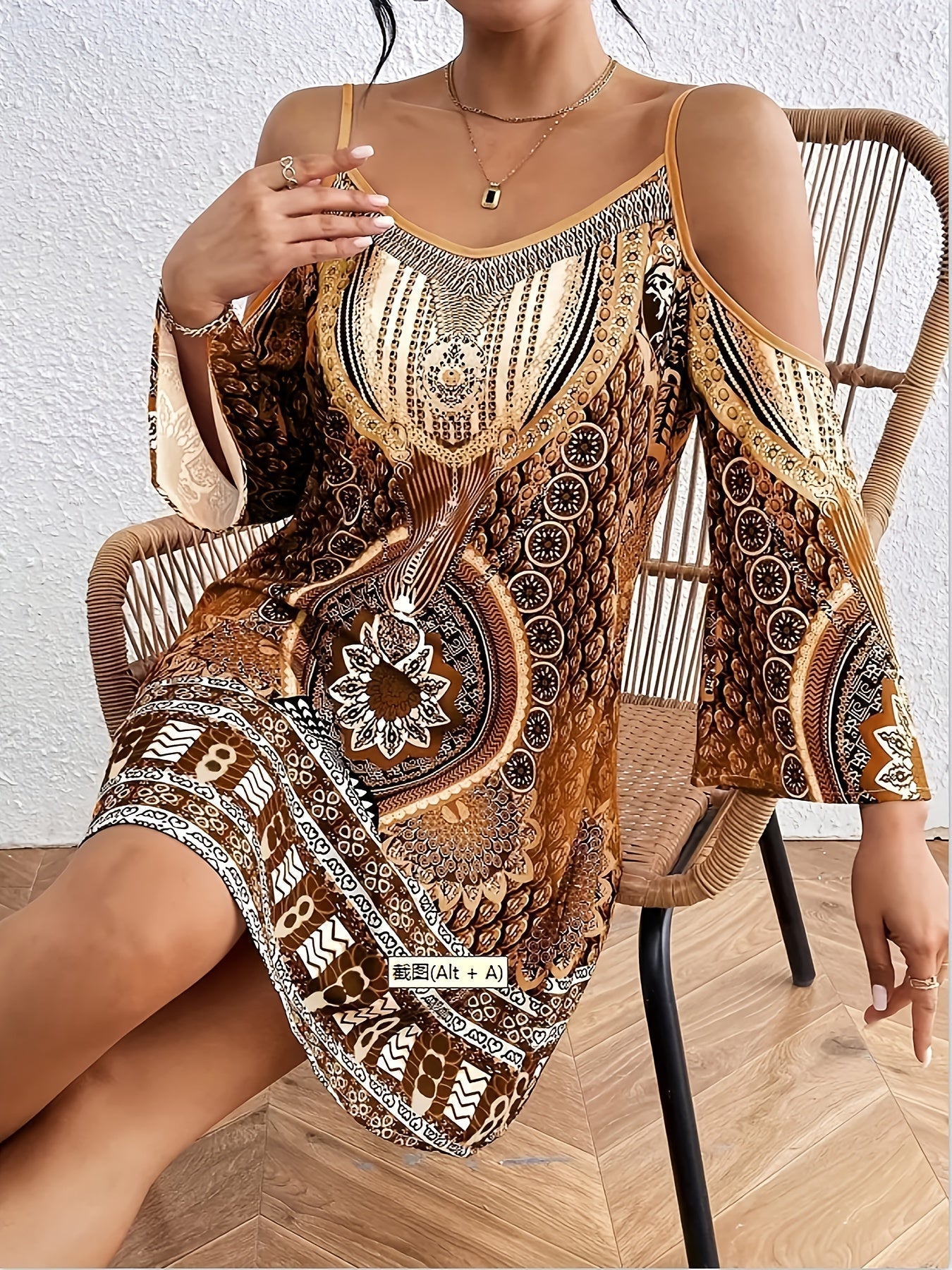 Ophelia | Boho-Tunika-Kleid mit Print