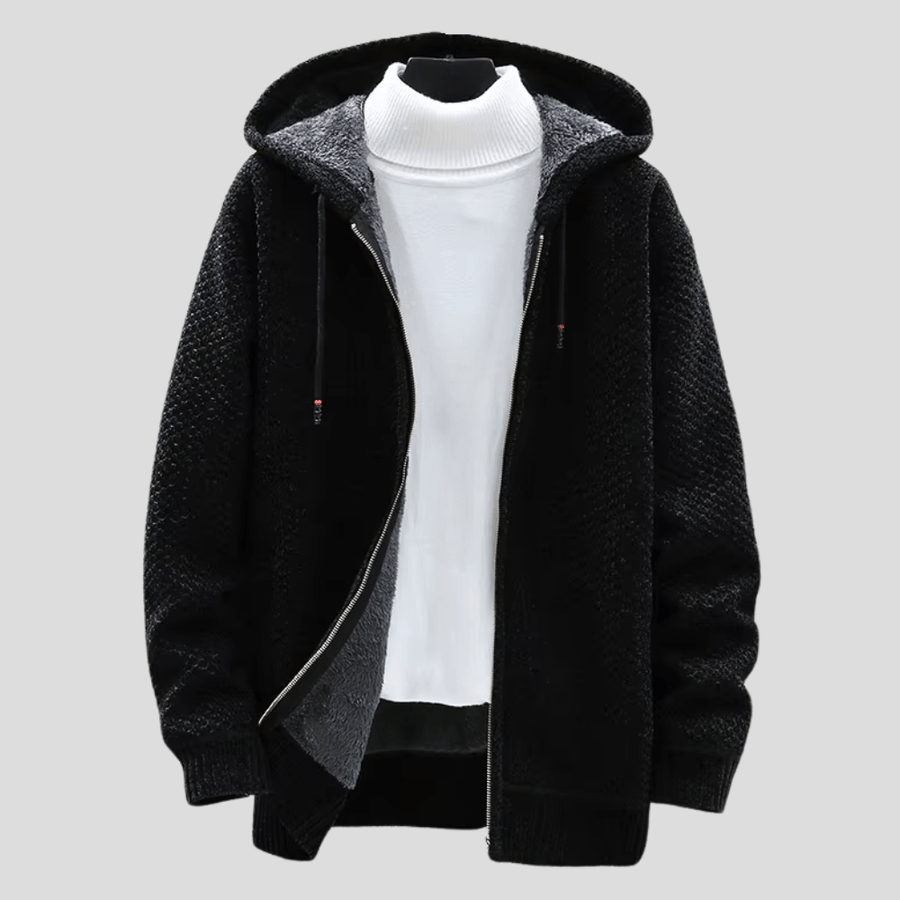 Alaric Heritage Knit Full-Zip Everyday Hooded Sweater