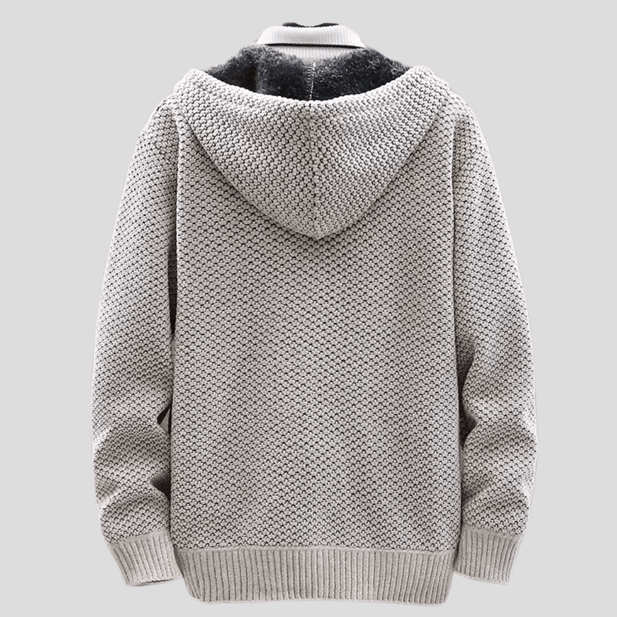 Alaric Heritage Knit Full-Zip Everyday Hooded Sweater