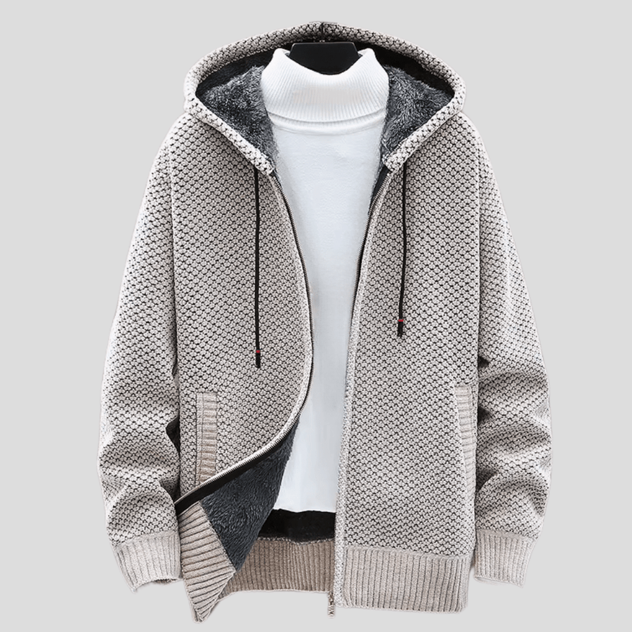 Alaric Heritage Knit Full-Zip Everyday Hooded Sweater