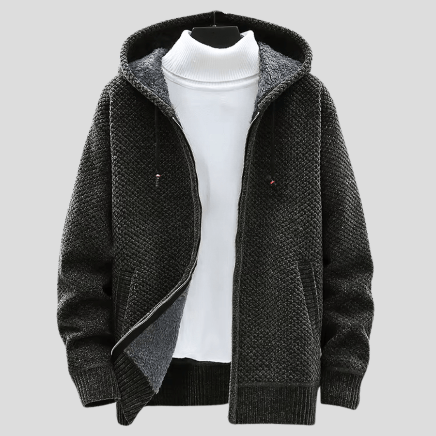 Alaric Heritage Knit Full-Zip Everyday Hooded Sweater