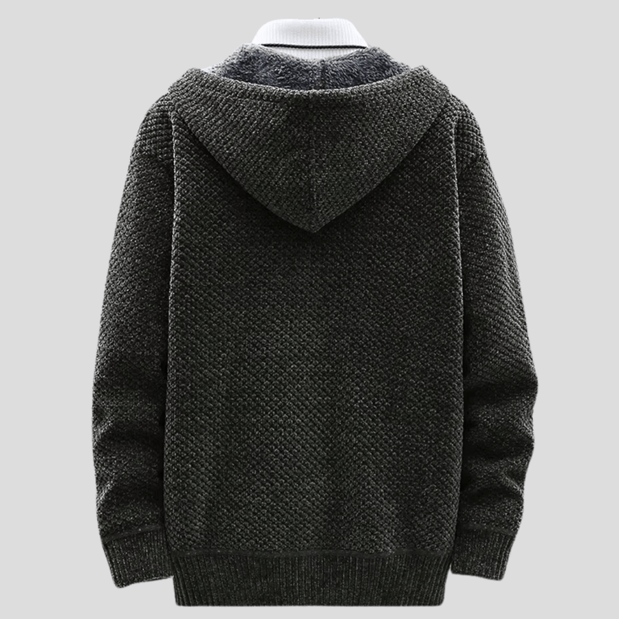 Alaric Heritage Knit Full-Zip Everyday Hooded Sweater