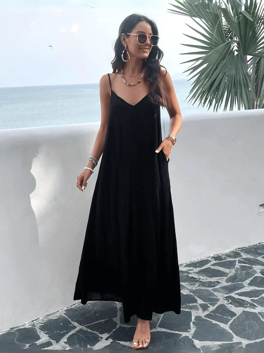 Rosenda | Maxikleid mit Taschen und Olivendesign