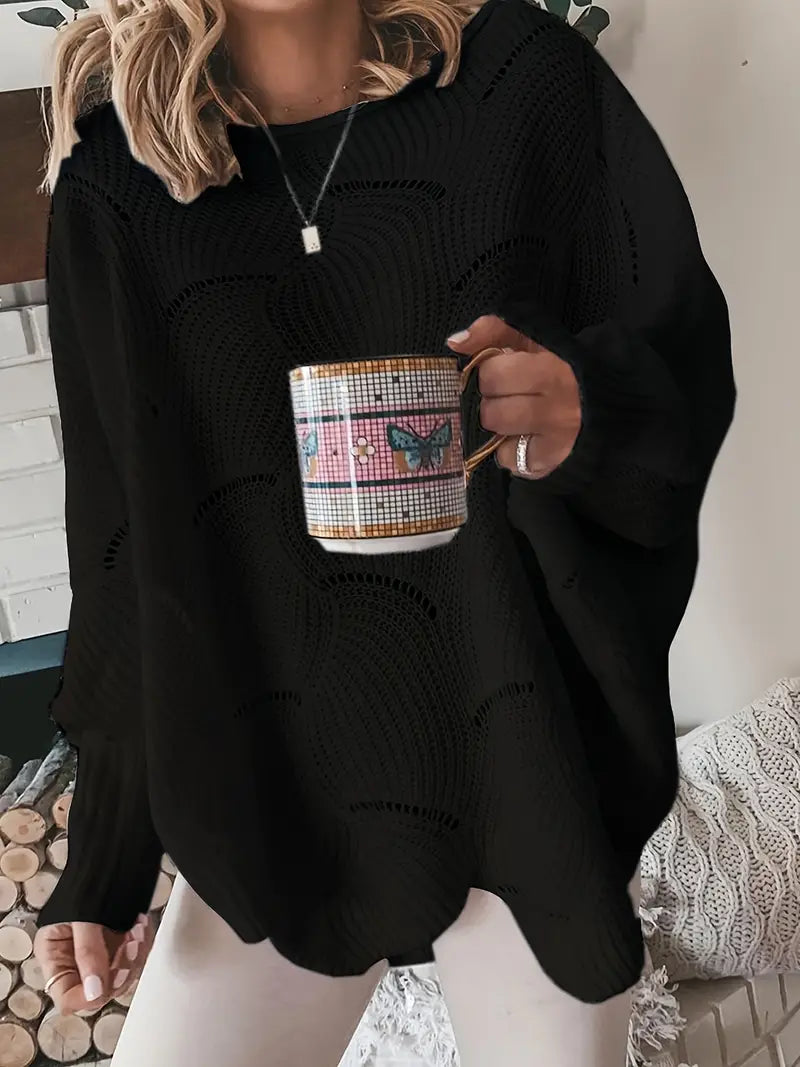 Adrianna™ | einfarbiger Strickpullover mit Ausschnitten