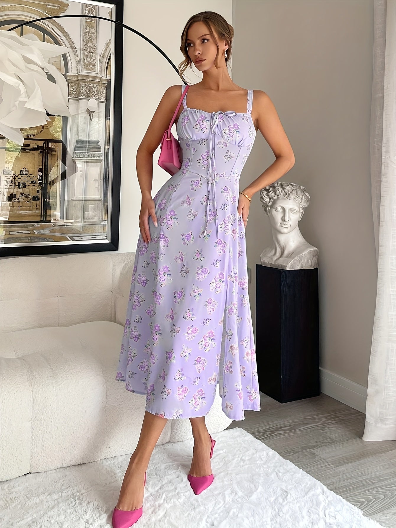 Luna Bloom Midi-Kleid mit offenem Rücken