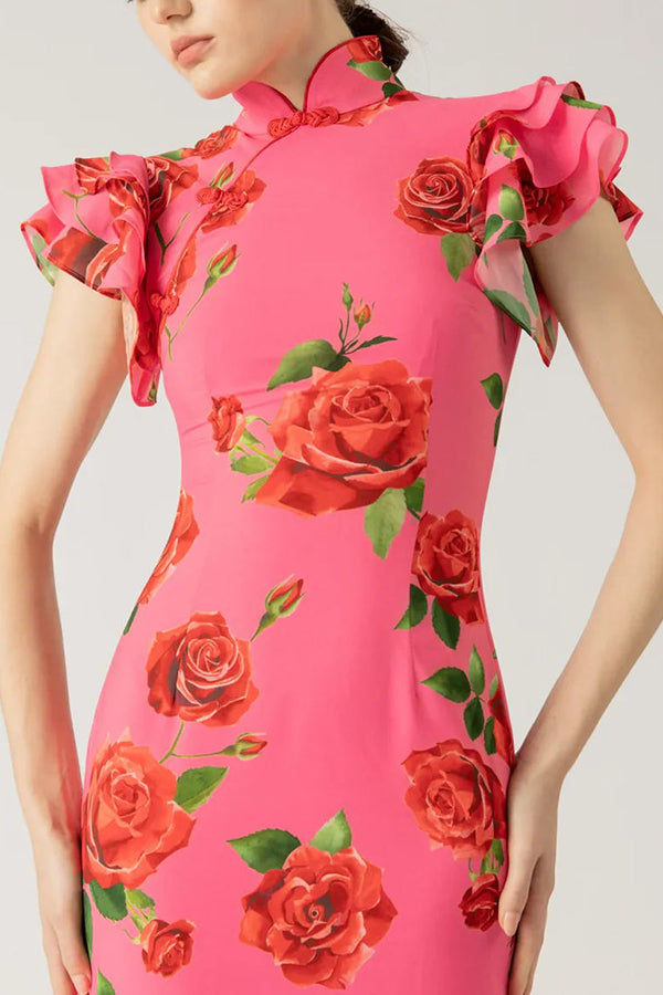Lenia | Modernes Kleid mit Stehkragen und ausgestellten Ärmeln