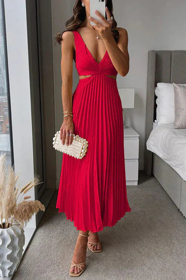 Xenia – Midisommerkleid mit Falten und tailliertem Schnitt