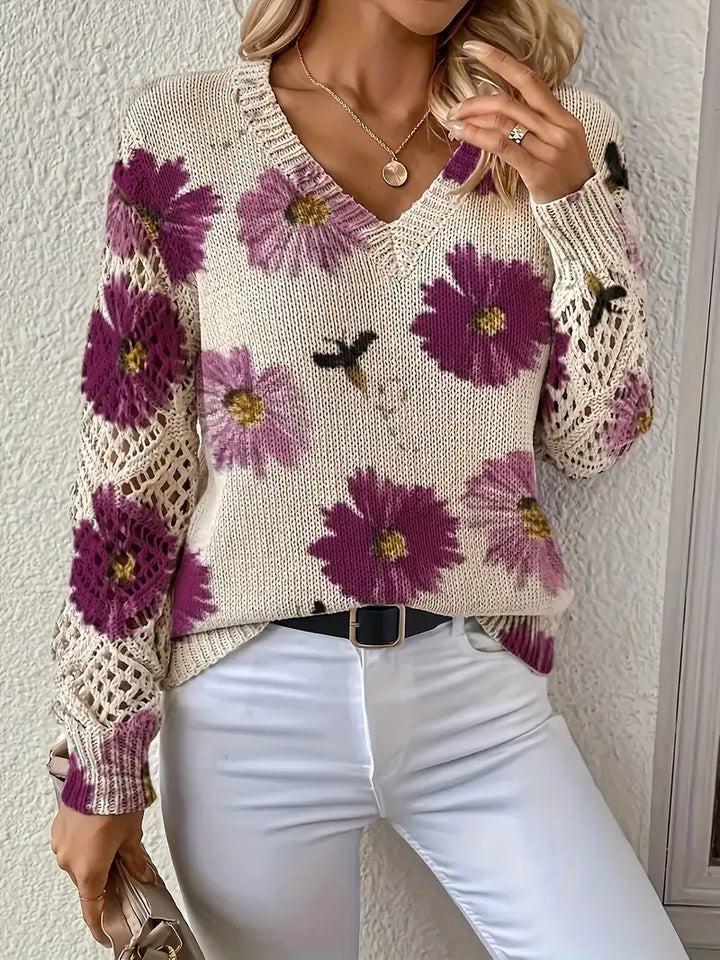 Rayuela Eleganter Pullover mit Blumendessin - Lila