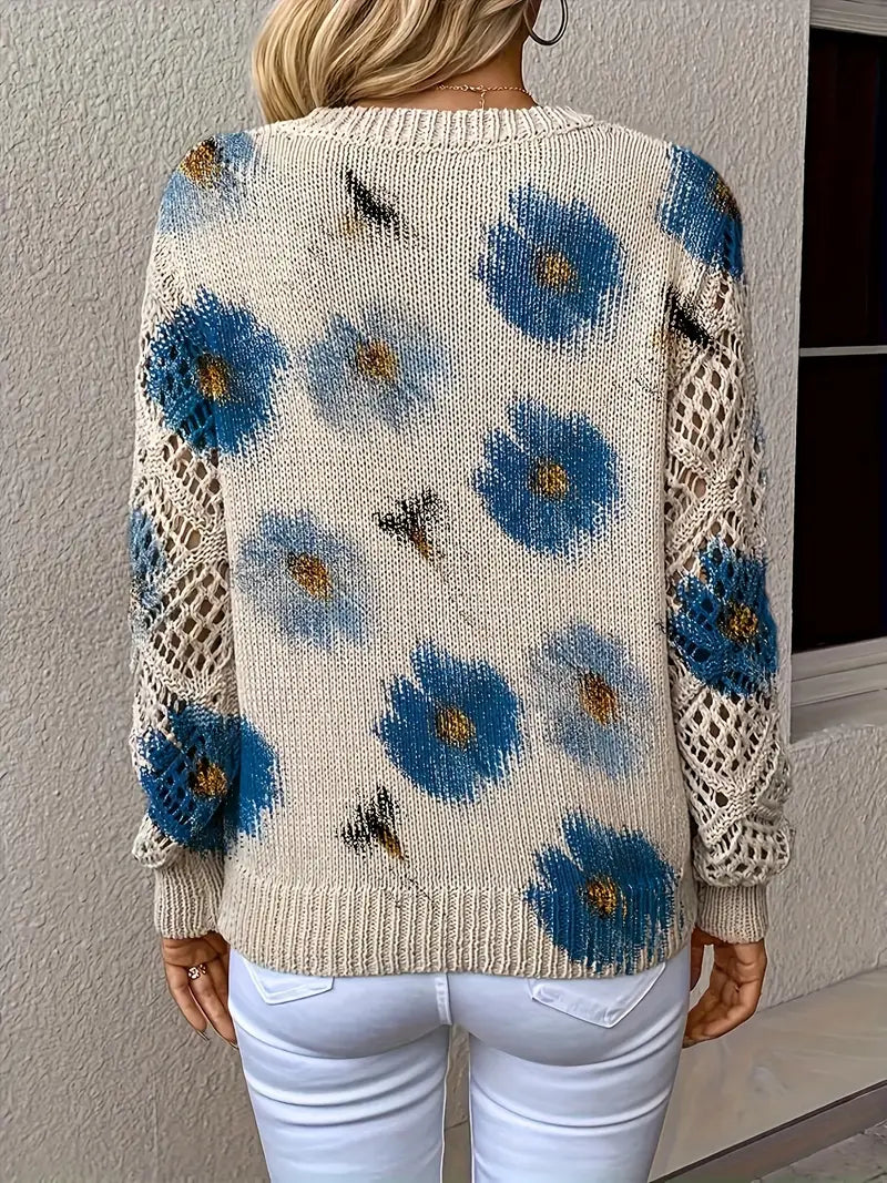 Rayuela Eleganter Pullover mit Blumendessin - Blau