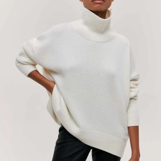 Amélie – Oversize Baumwolljersey mit Rollkragen