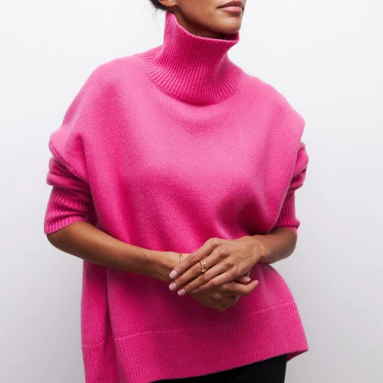Amélie – Oversize Baumwolljersey mit Rollkragen