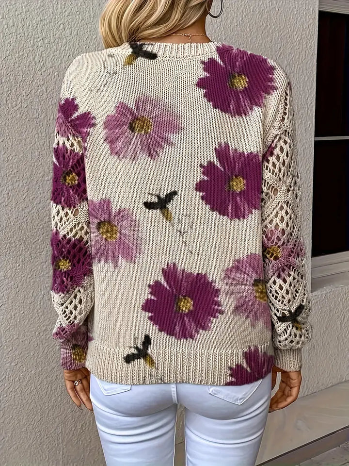 Rayuela Eleganter Pullover mit Blumendessin - Lila