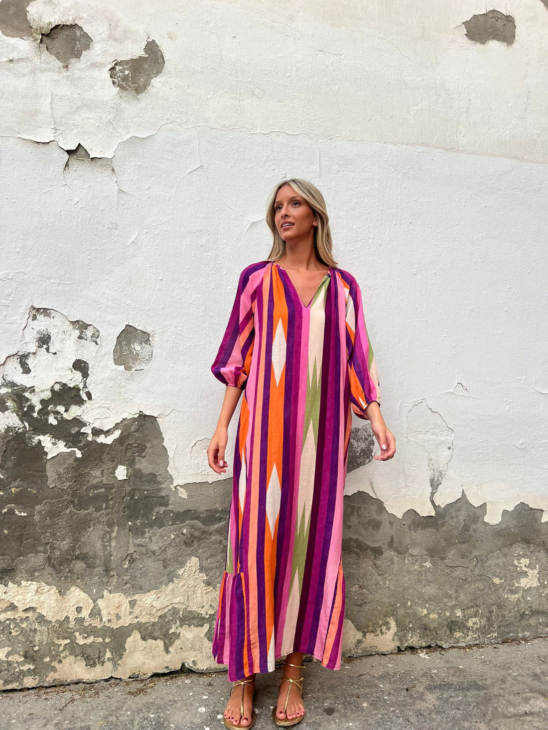 LUNARA™ | Pinkes Mykonos Kleid