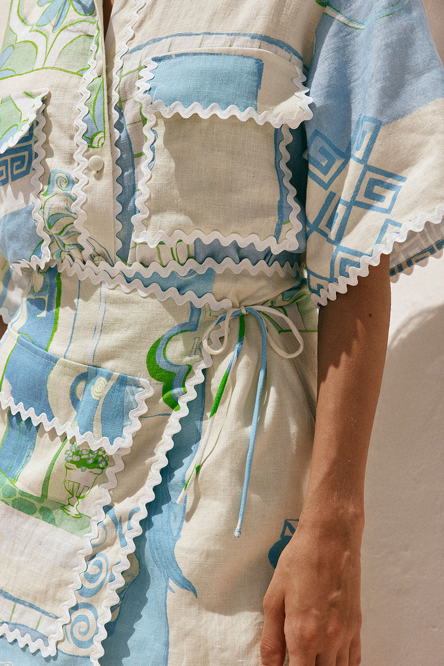 Pierre Print Shirt & Wrap Mini Skirt Set