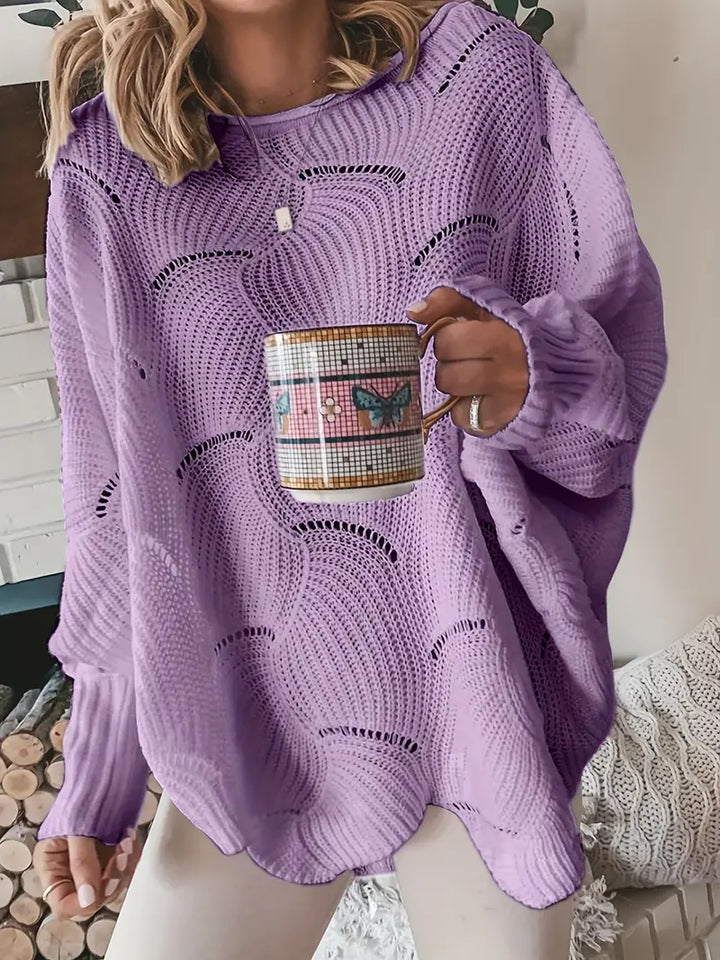 Adrianna™ | einfarbiger Strickpullover mit Ausschnitten