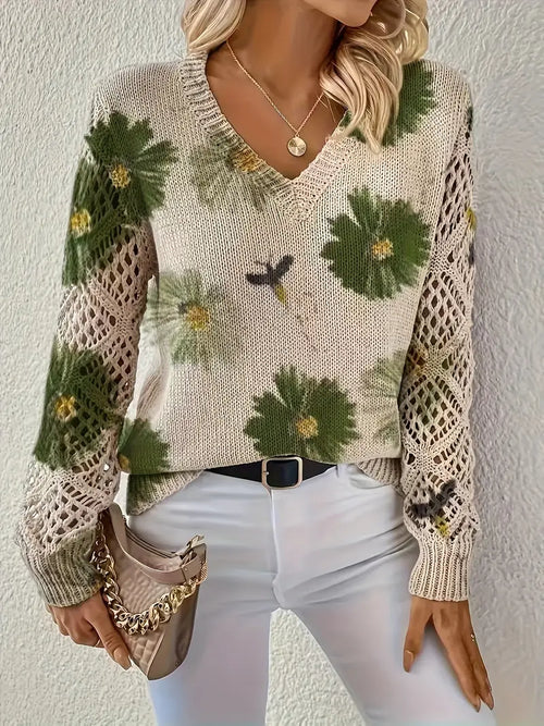 Rayuela Eleganter Pullover mit Blumendessin - Grün