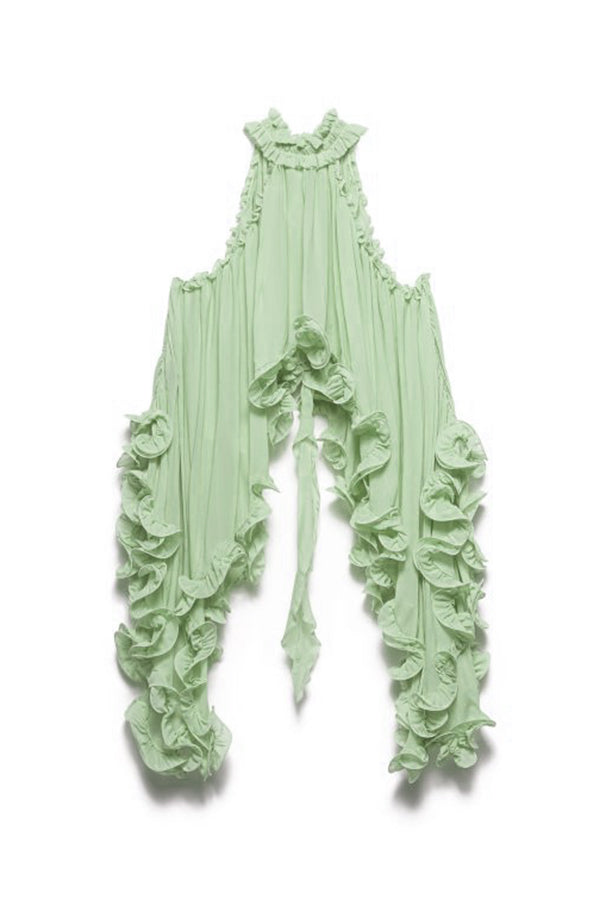 Romantic Drama – Ausgestelltes Top mit welligen Volants und Nackenbindung